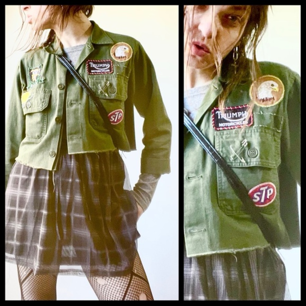 🐍EMBELLISHED VINTAGE MILITARY SHIRT!☠️